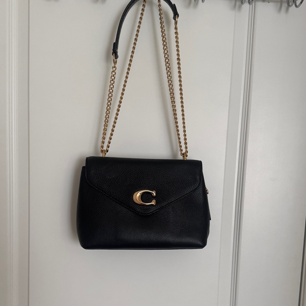 Coach Black Shoulder Bag with Gold Accents